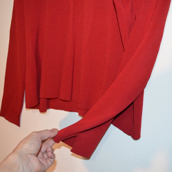 CLAUDIA D. (R) Rayon Nylon Red Sweater Cowl-Neck Long Sleeves Knit Pull-Over XL - Picture 4 of 5